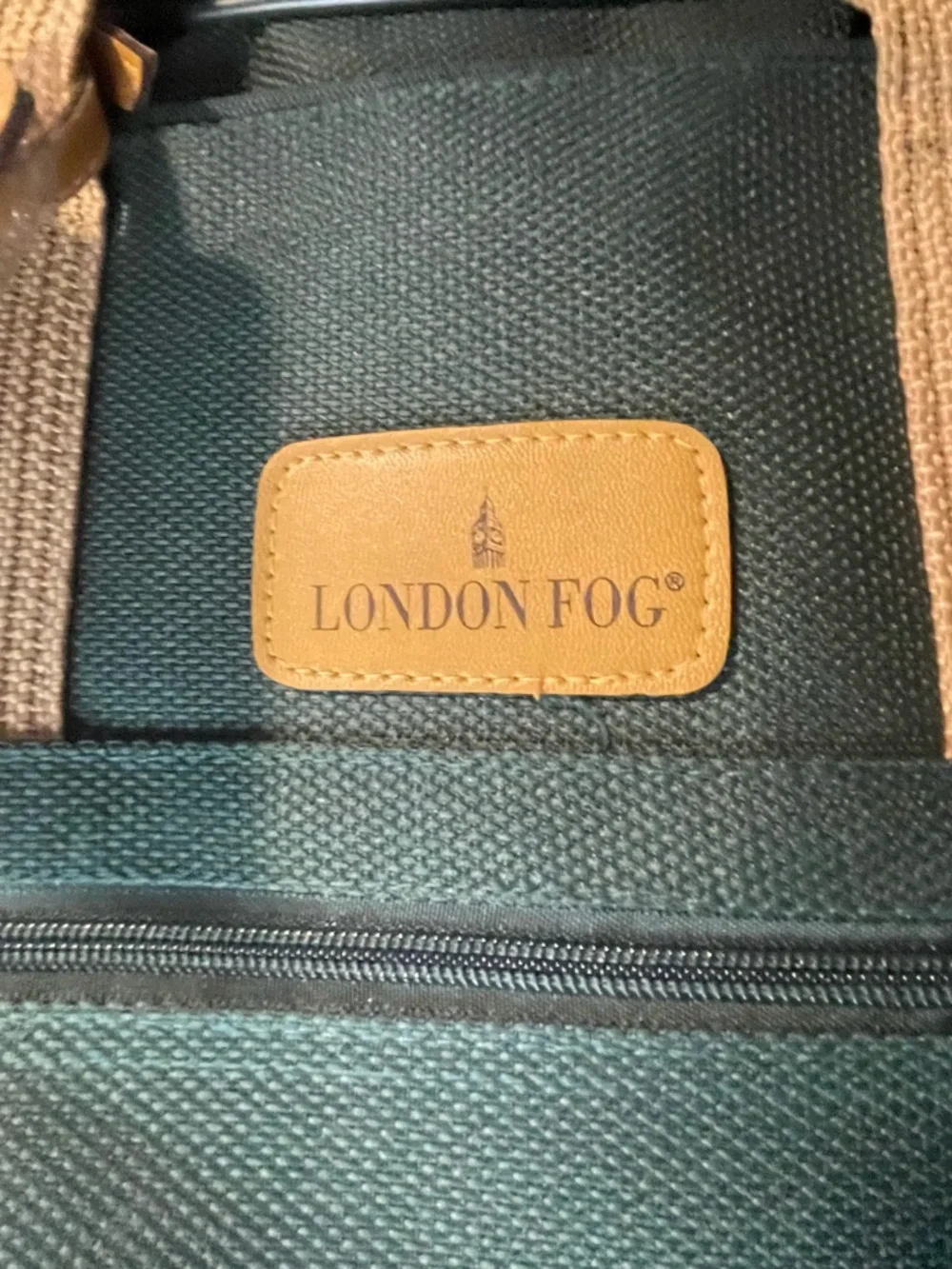 London Fog Oakland Carry-On Briefcase Laptop Bag Green Tan Trim Vintage NWT